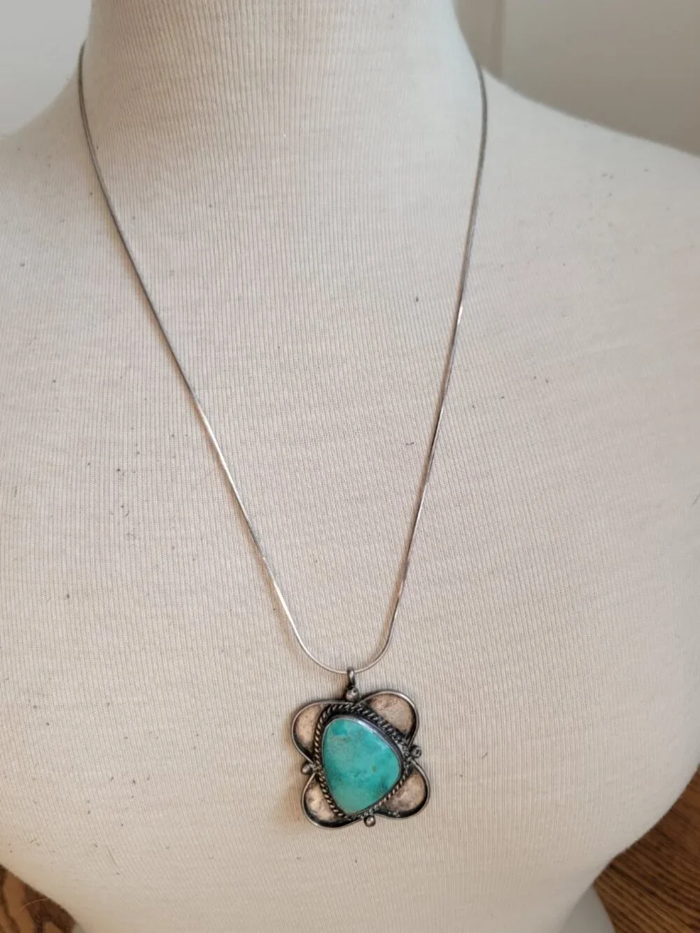 Vintage Navajo Royston Turquoise Sterling Silver Necklace-24